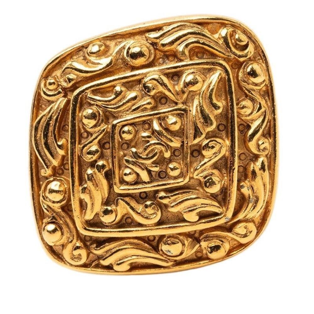 Chanel CC Logo Gold Plated Brooch